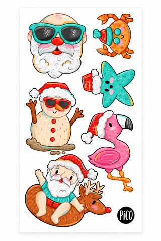 Tatouages les pères noël à la plage