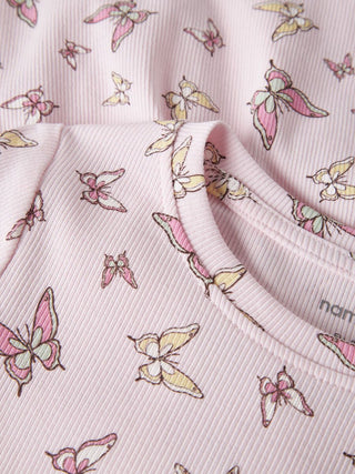 Robe rose motif papillons (2-6 Ans)
