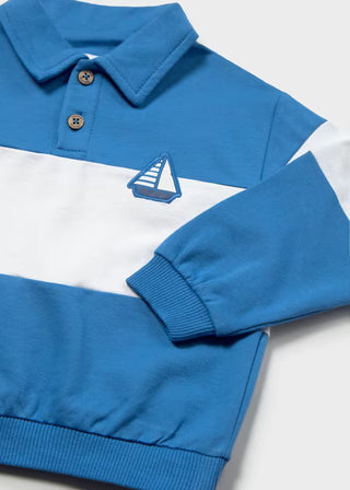 Polo rayé bleu et blanc (6 Mois-2 Ans)