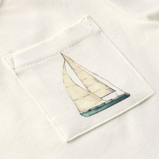 T-shirt blanc avec petit bateau  ( nouveau née à 24 m)