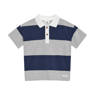 Polo rayé bleu et gris (4-10 Ans)