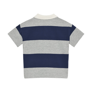Polo rayé bleu et gris (4-10 Ans)