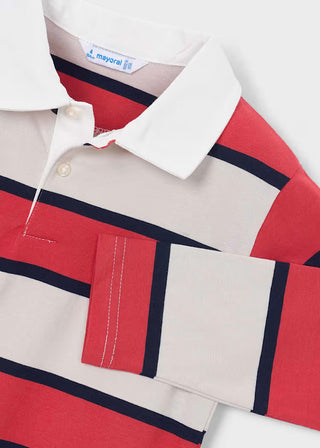 Polo rayé garçons rouge (3-10 Ans)