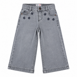Jeans wide leg à étoiles brodées (2- 10 ans)