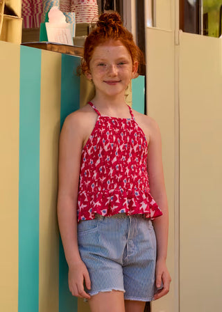 Short en denim rayé (8-16 Ans)