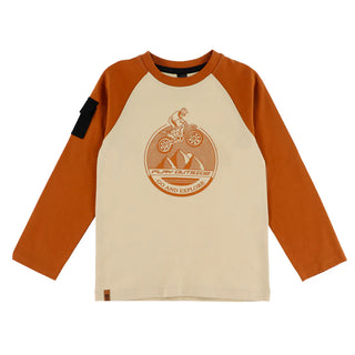 T-shirt à manche longue orange et beige (2-8 Ans)