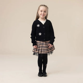 Cardigan noir avec fleurs (2-10 Ans)