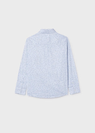 Chemise blanche motif feuilles bleues (8-16 Ans)