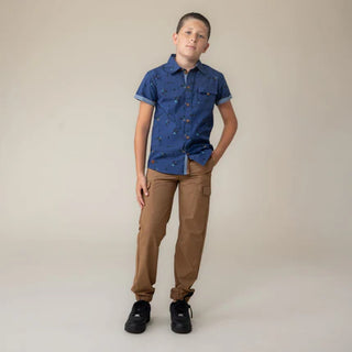 Chemise bleu avec motif vélo (2-10 Ans)